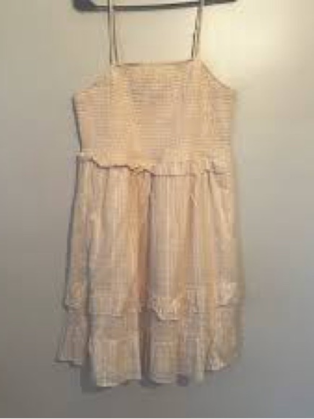 SHEIN Cream Smocked Spaghetti-Strap Tiered Dress